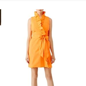 Milly Orange ruffle tie cocktail dress